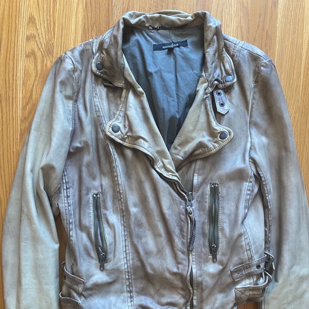 Like New, Muubaa Leather Flax Biker jacket, size 10 US